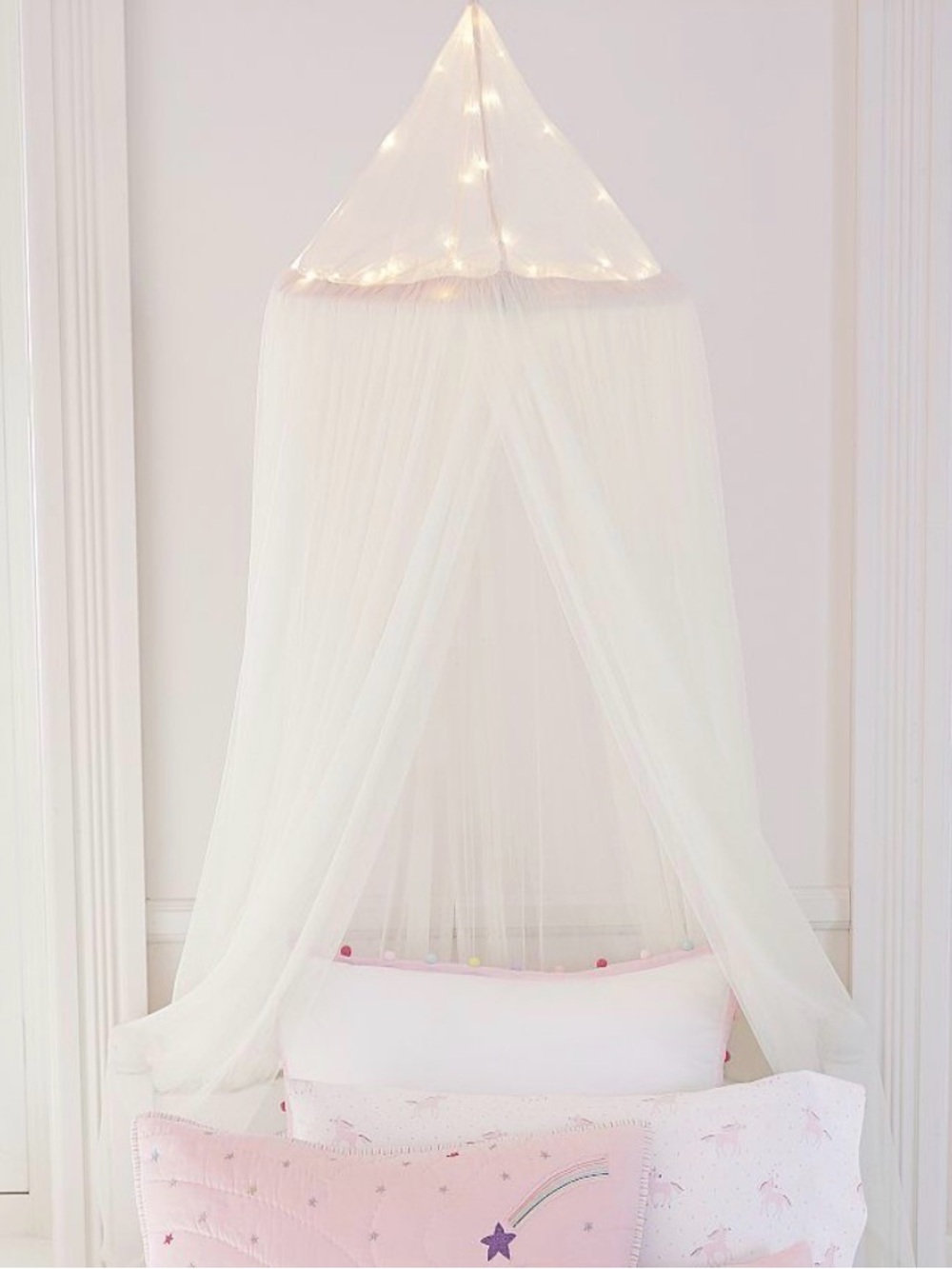 NIB Pottery Barn Kids Light-Up Glitter Tulle Canopy - Ivory